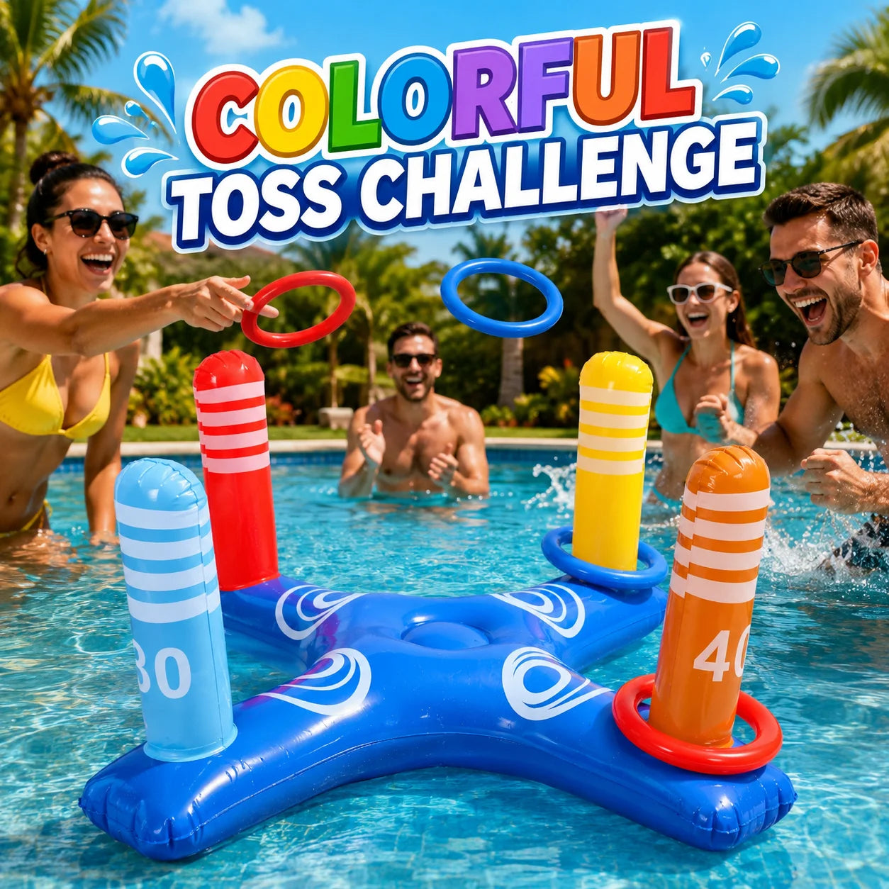 Juego de Lanzamiento de Anillos Inflables para Piscina.