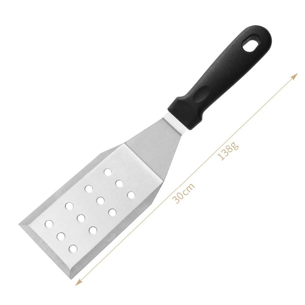 Juego de herramientas para barbacoa de acero inoxidable duradero.