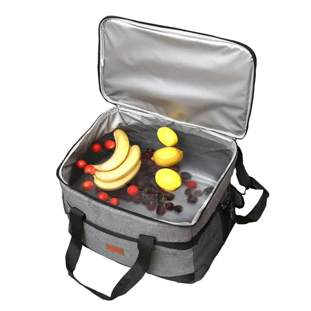Bolsa térmica plegable de gran capacidad de 35L, bolsa de almuerzo para Picnic aislada.