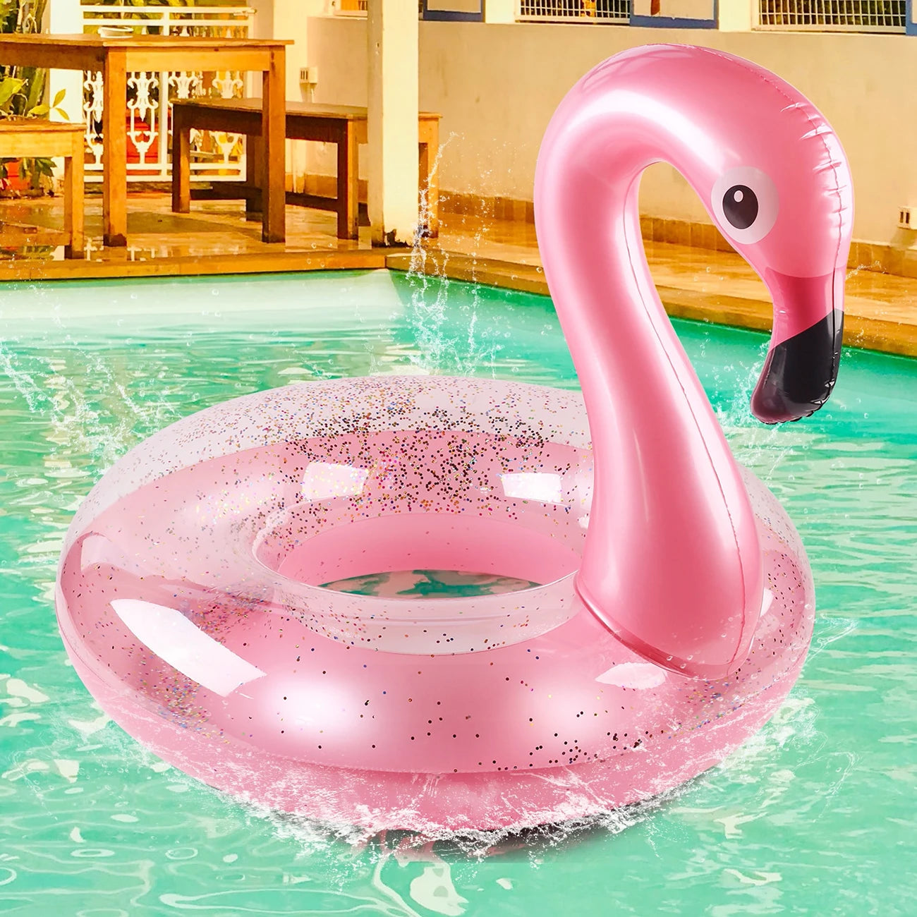 Flotador de piscina de flamenco para adultos y niños.