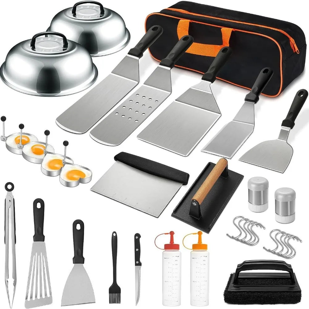 Juego de herramientas para barbacoa de acero inoxidable duradero.