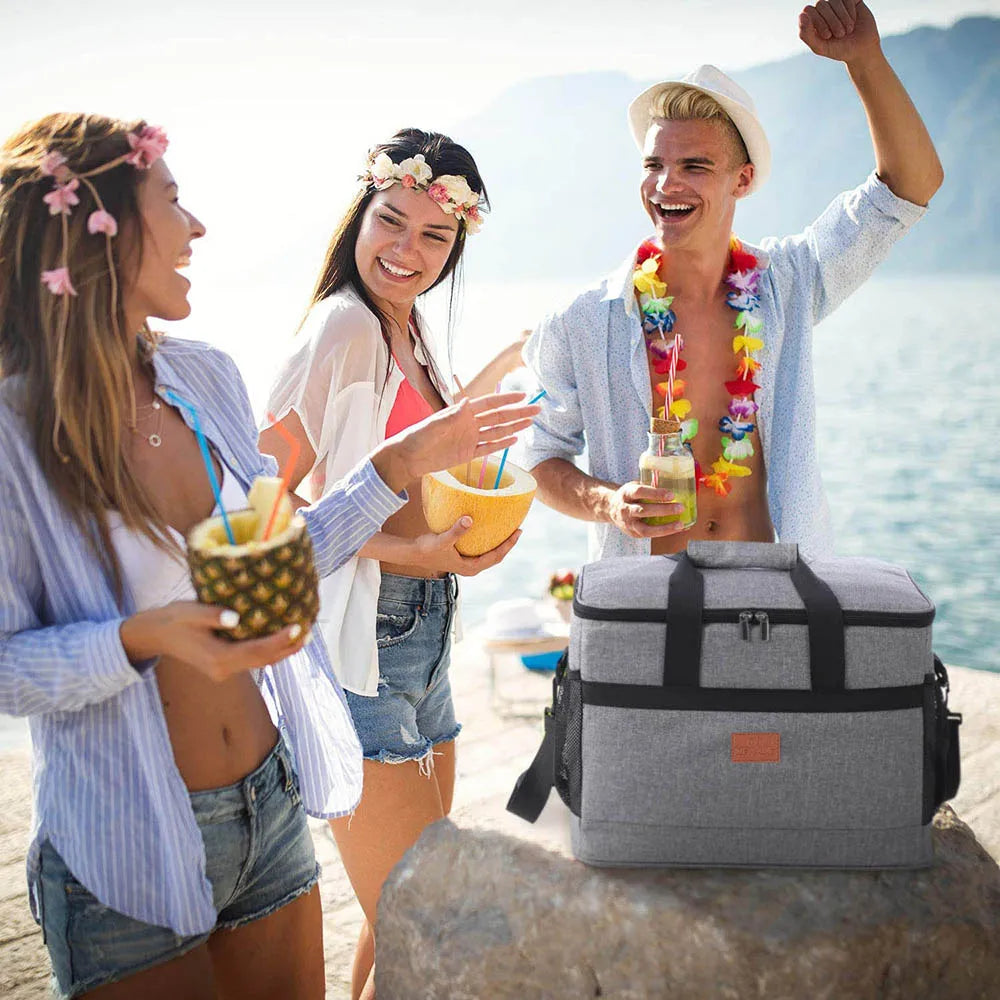 Bolsa térmica plegable de gran capacidad de 35L, bolsa de almuerzo para Picnic aislada.