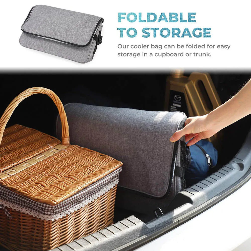 Bolsa térmica plegable de gran capacidad de 35L, bolsa de almuerzo para Picnic aislada.