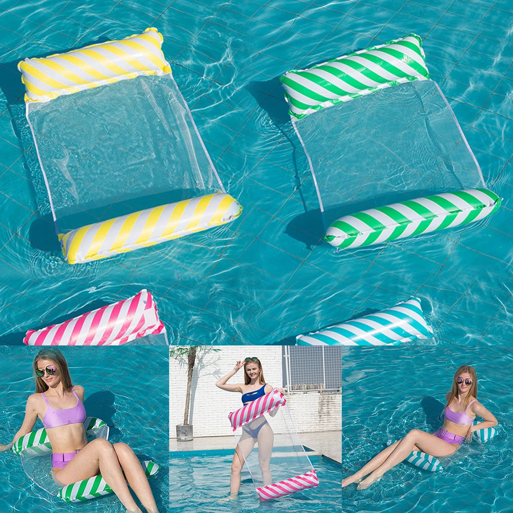 Hamaca de agua flotante plegable, colchoneta de piscina inflable.