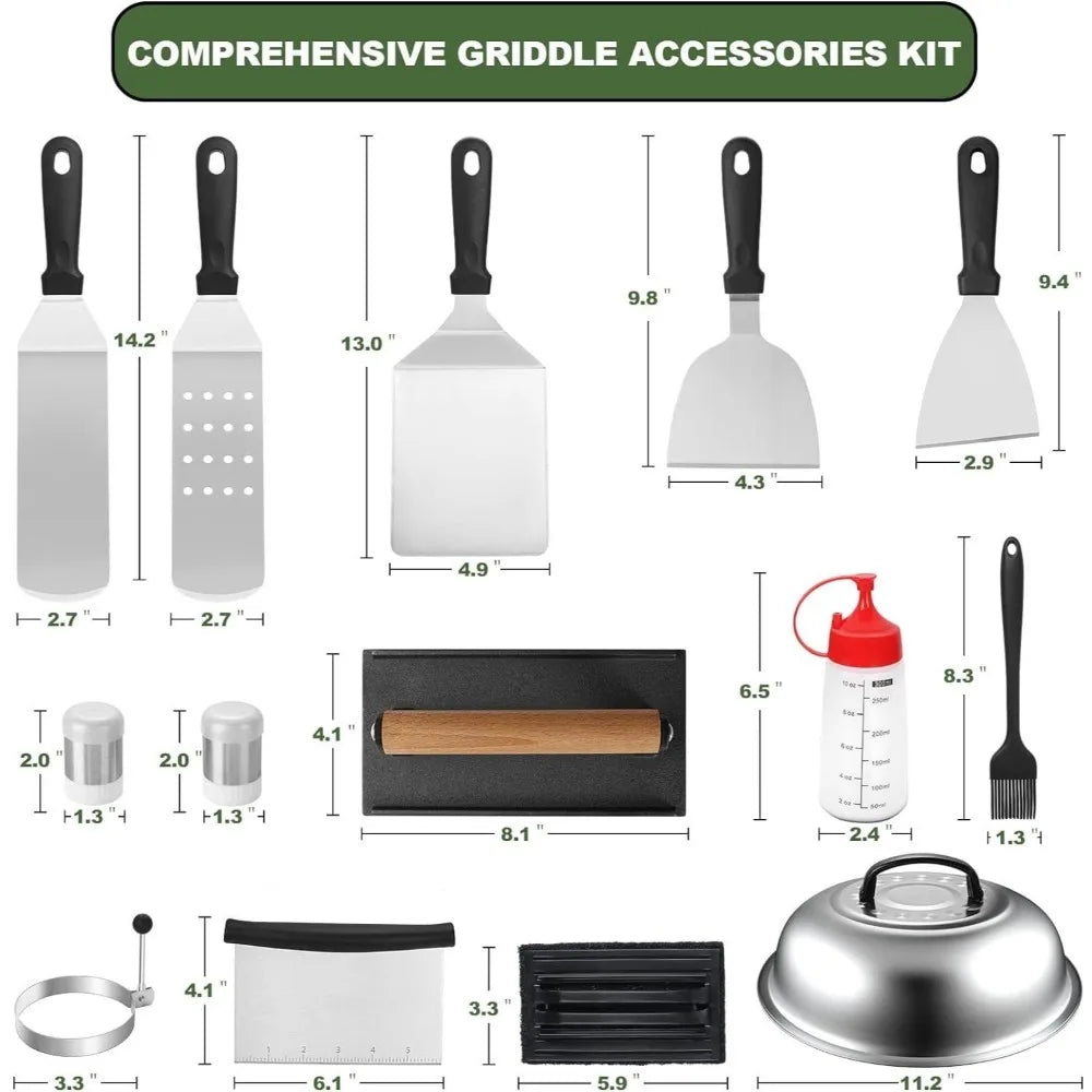 Juego de herramientas para barbacoa de acero inoxidable duradero.