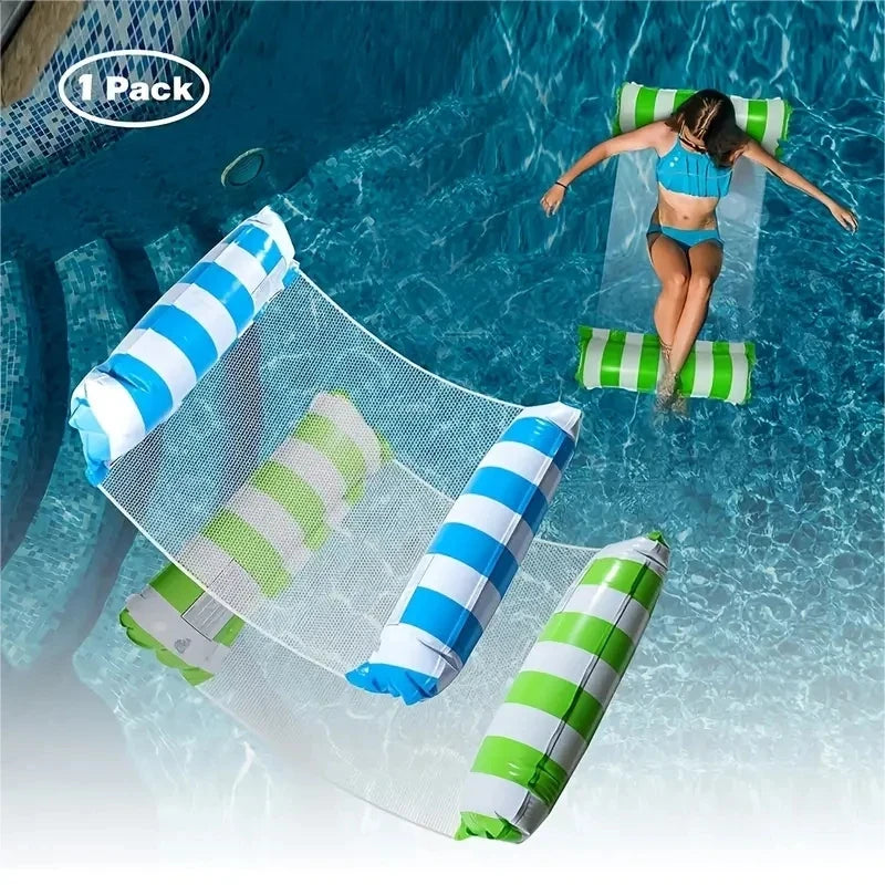 Hamaca de agua flotante plegable, colchoneta de piscina inflable.