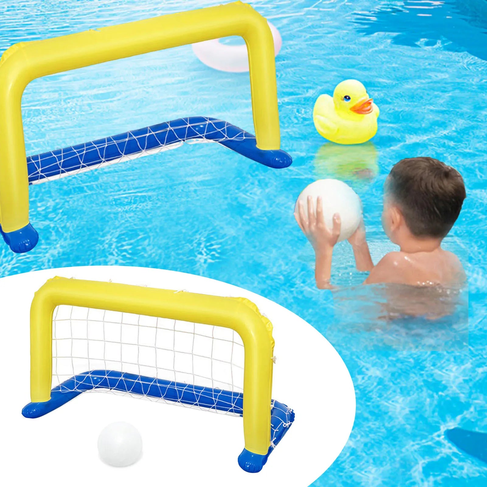 Red de voleibol de piscina, aro de baloncesto, juego de portería de mano.